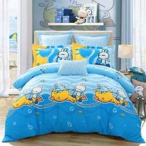 LOVO罗莱 兔斯基-乐享水世界 全棉缎纹四件套1.8米床 288元包邮