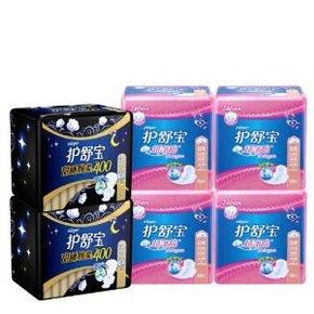 双重优惠：护舒宝 丝薄日用卫生巾16片*4+甜睡棉柔6片*2(共76片) 49.9元包邮(85.5-35.6)