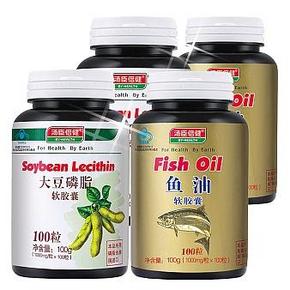三重优惠：汤臣倍健 鱼油软胶囊100粒*2瓶+大豆磷脂100粒*2瓶 156元包邮