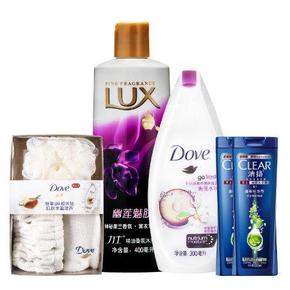 清扬 洗发露750ml+开瓶器+沐浴露600ml*2+洗发露100ml*2+沐浴球+沐浴露400ml+沐浴露300ml+洗发露100ml*2+沐浴3件套 100元(262-162)