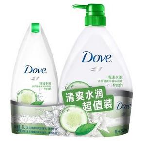 多芬(DOVE) 清透水润沐浴乳1000ml+300ml 约25元(49.4，199-100)