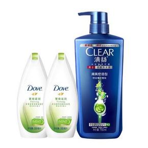 清扬 男士去屑洗发露清爽控油型750ml+沐浴乳300ml*2 折35元(69，199-100)