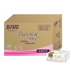 五月花 抽纸 婴儿柔系列2层软包面巾纸180抽*18包 折29元(57，199-100)