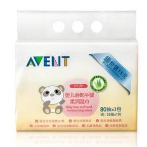 新安怡 AVENT 婴儿唇部手部柔润湿巾 80抽*3连包+25抽 29.8元