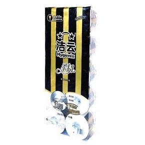 洁云 三层平纹柔韧 卷纸360节*10卷装 19.9元，平时37