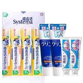 手慢无：LION狮王 渍脱牙膏90g*3支+牙刷4支+清新薄荷130g*2+细齿洁牙膏40g*2+凑单品 57元(155-98)