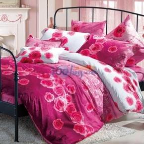 宝缦  婚庆全棉印花四件套 玫瑰情缘1.5米床+蔻姿 床笠  268元包邮（418-150）