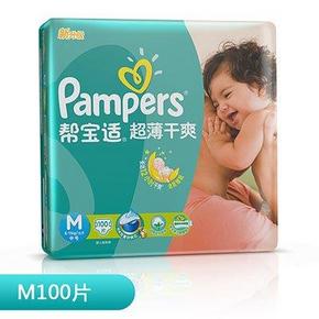 帮宝适(Pampers) 超薄干爽纸尿裤 M100中号 114元(129，200-30)