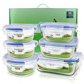 VISIONS康宁 SP-6EP-RRS2 四面锁扣 耐热玻璃保鲜盒6件套 99元包邮