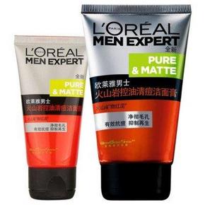 欧莱雅(LOREAL)  男士火山岩控油清痘洁面膏套装(100ml+50ml)  28元