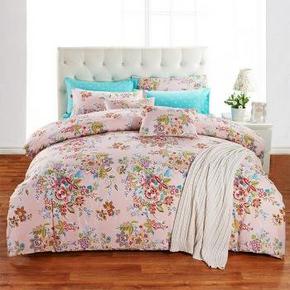 蔻姿 全棉斜纹床上用品四件套 粉黛佳人 1.5米161元（201-40，另有1.8米床）