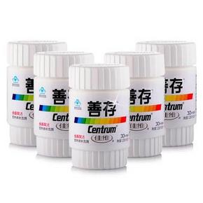 善存 佳维片1.33g*30片*5瓶 89元包邮(99-10券，折17.8/瓶)