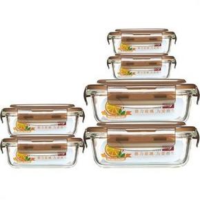 青苹果 BXHK06-7 耐热玻璃保鲜盒6件套 74.5元(149，3件5折)