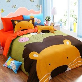 萌萌萌！蔻姿家纺 全棉床品四件套 萌萌马戏团 狮子王 1.5米 199元包邮