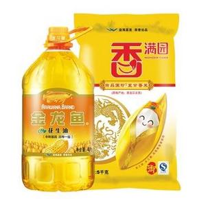 华中西南东北！金龙鱼 花生油4L+五常香米5KG 60.8元