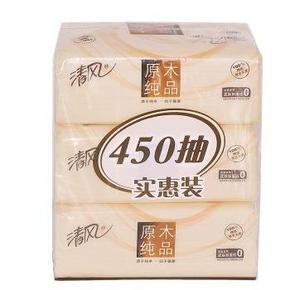 华东西南手慢无！清风 抽取式面纸 2层150抽3包 约3.2元(6.1，199-100)