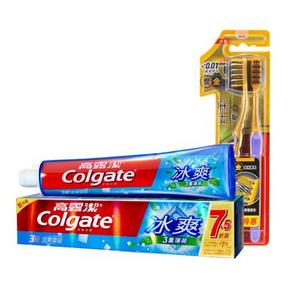 高露洁冰爽薄荷牙膏120g+牙刷双支装  9元包邮（0.1+8.99元）