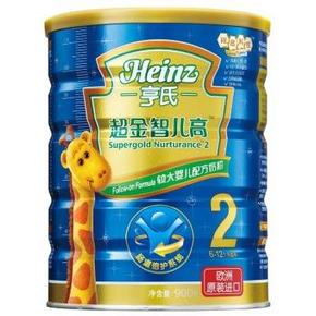2.5折！亨氏 超金智儿高 较大婴儿配方奶粉 2段900g 折49.5元(99，1送1)