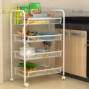 心家宜 碳钢四层收纳架 收纳推车 置物架 79元包邮(129-50)