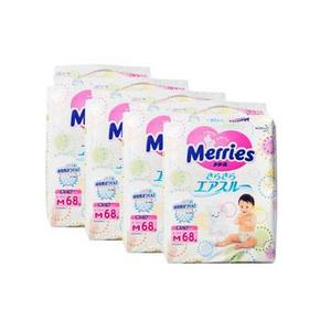 Merries 花王 纸尿裤M68片加量装*4袋  369元包邮