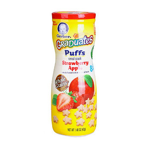 新补货：美国 嘉宝 星星泡芙 草莓苹果42g 14元包邮(39-25券）