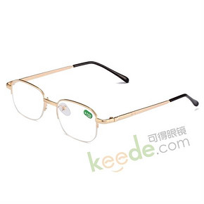 白菜价：吉祥 半框树脂老花眼镜 金色100-400度 9.9元包邮