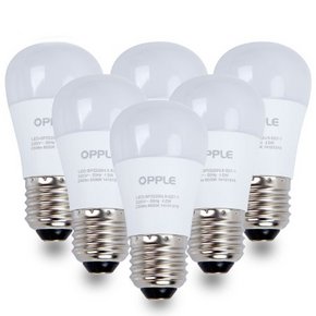 新低价：OPPLE 欧普照明 LED球泡4.5W-E27 (黄光，6只装) 99元