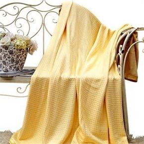 当当优品 竹纤维加厚编织纹盖毯 黄色 180*220  77元