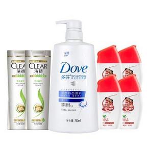 双重优惠：多芬 深度损伤理护洗发乳700ml+清扬100ml*2+卫宝沐浴露50ml*4瓶 49元包邮(送99元礼包)