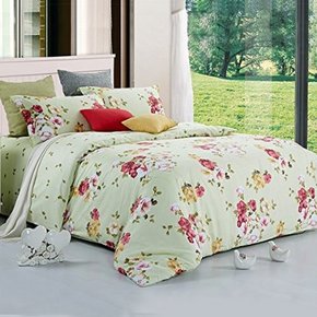 恒源祥 全棉斜纹四件套 丽人花园200x230cm(1.5米床)  199元包邮