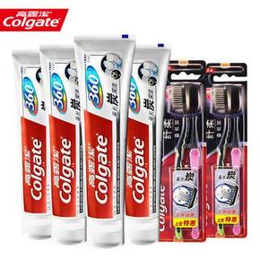 高露洁 备长炭牙膏120g*4支+纤柔备长炭牙刷4支+赠品  券后34.9元包邮