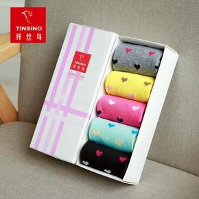 纤丝鸟 女士袜礼盒装中筒袜子 5双装 8.9元包邮