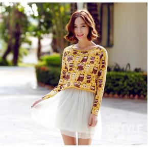 韩都衣舍 韩版印花连衣裙两件套 56元包邮