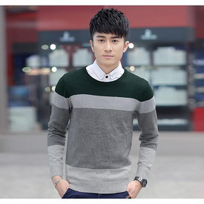 前30分钟# 韩版男士时尚长袖针织衫 圆领套头毛衣 29元包邮(49-20)