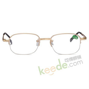 双11父母好礼# 吉祥 半框树脂老光眼镜金色 9.9元包邮