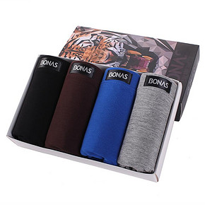 BONAS 宝娜斯 男士四角性感平角裤 4条礼盒装 24.8元(39.9-15.1)