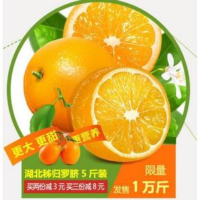 新低价# 湖北秭归脐橙 罗脐65#-73# 5斤装(约12个)  19.9元包邮