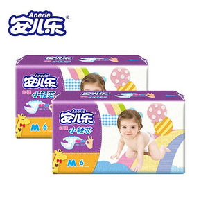 安儿乐 小轻芯 婴儿纸尿裤M码12片  9.9元包邮