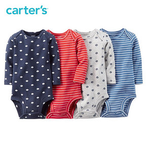 Carter's 长袖全棉连体衣爬服 4件套装 100元包邮(折25元/件)