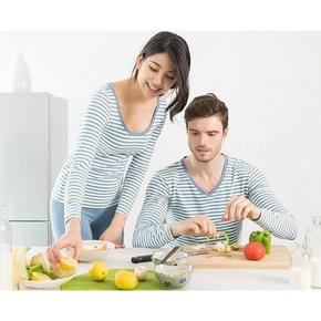 前3分钟# 顶瓜瓜 时尚情侣条纹 经典系列秋衣秋裤套装 98返49元