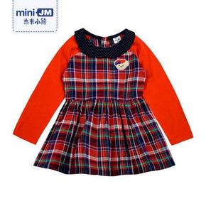 杰米小熊 秋冬女童格子连衣裙 39.9元包邮