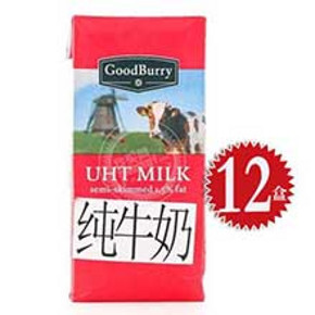 华东地区：GoodBurry 谷德堡 低脂纯牛奶1L*12盒 65元
