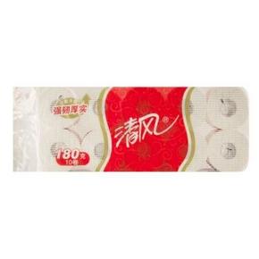 低价再7折：清风 卷筒卫生纸 几何 180克10卷3层 折13.9元(19.9，3件7折)