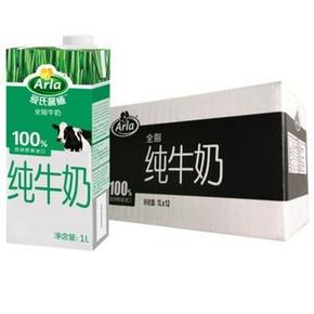 爱氏晨曦（Arla）超高温处理全脂纯牛奶 进口 1L*12 79元包邮(折6.6/L)