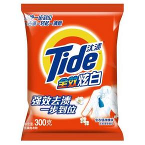 华东：汰渍 全效炫白加衣领净精华洗衣粉 300g   1.5元(3件起)