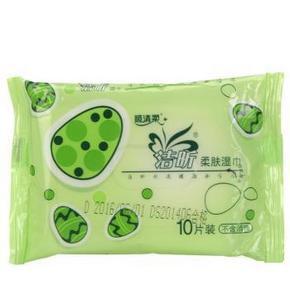 洁昕 柔肤湿巾 启封湿纸巾10片+送 顺清柔 面巾纸4层8张 1.5元