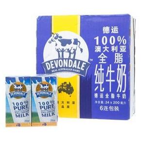 德运 (Devondale) 全脂牛奶200ml*24整箱装 69元