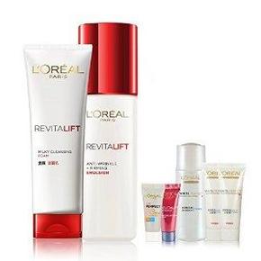 巴黎欧莱雅 复颜抗皱 洁面乳125ml+乳液125ml+雪颜美白5件套 180元包邮