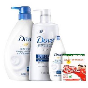 多芬 洗发乳 700ml+沐浴乳 1L+沐浴乳400ml+香皂115g 69元