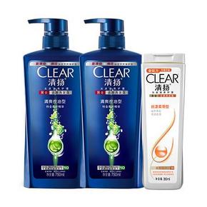 清扬 男士洗发露750mlx2瓶+350ml  89元包邮